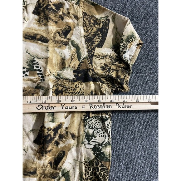 Vintage Liz Claiborne Blouse Women's XL Jungle Safari Print Short Sleeve - Picture 9 of 12